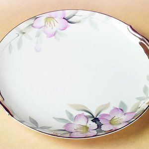 Vintage NORITAKE Azalea Handled Cake Plate 9 1/2".
